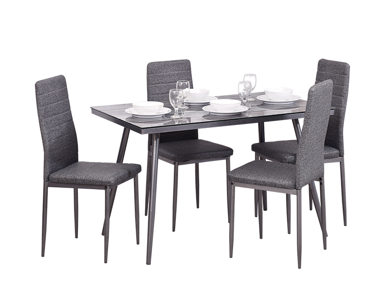 GLASS DINING TABLE 118-A GREY (120X70) + 4 CHAIRS