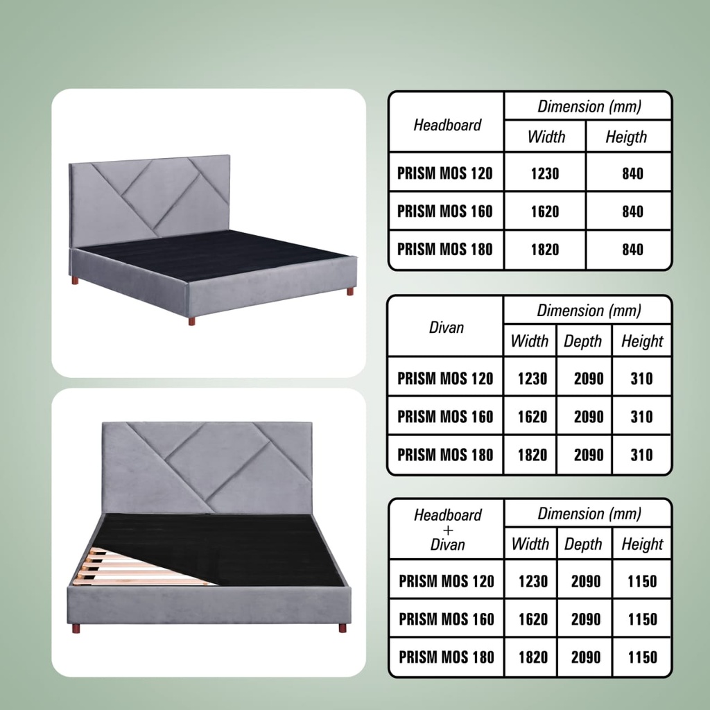 DIVAN 180 PRISM MOSS