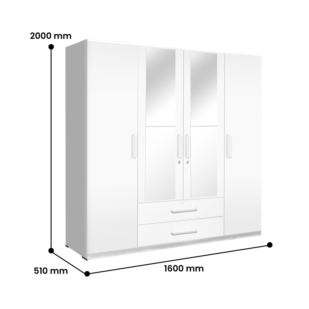 WARDROBE 4 DOORS WHITE