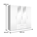 WARDROBE 4 DOORS WHITE