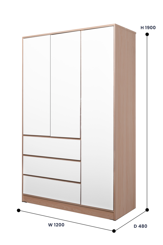 WARDROBE GARVIN THREE DOORS NATURAL