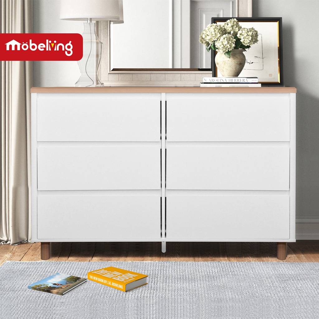 AKSEL CHEST 6 DRAWER WHITE