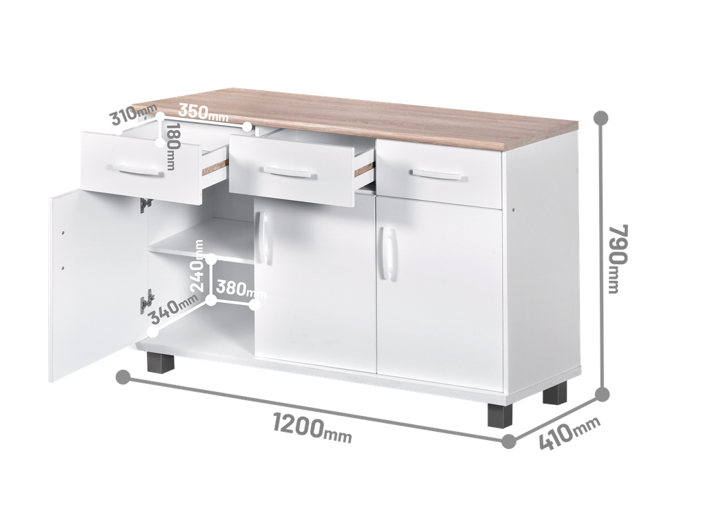 KITCHEN SET BAWAH 3 PINTU LUNA PUTIH