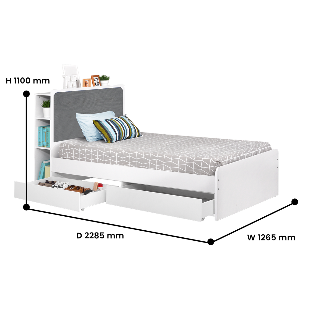 BED SINGLE ECLIPSE 120 x 200 WHITE