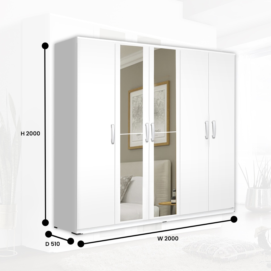 WARDROBE 5 DOORS WHITE