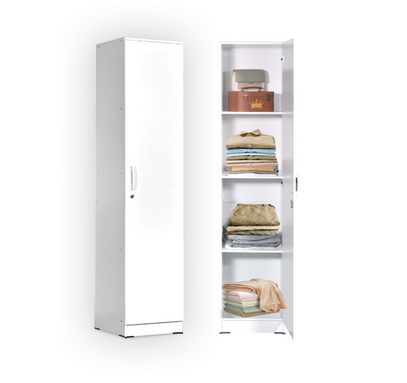 WARDROBE DOMINIC 1 DOOR WITH 4 RACK WHITE