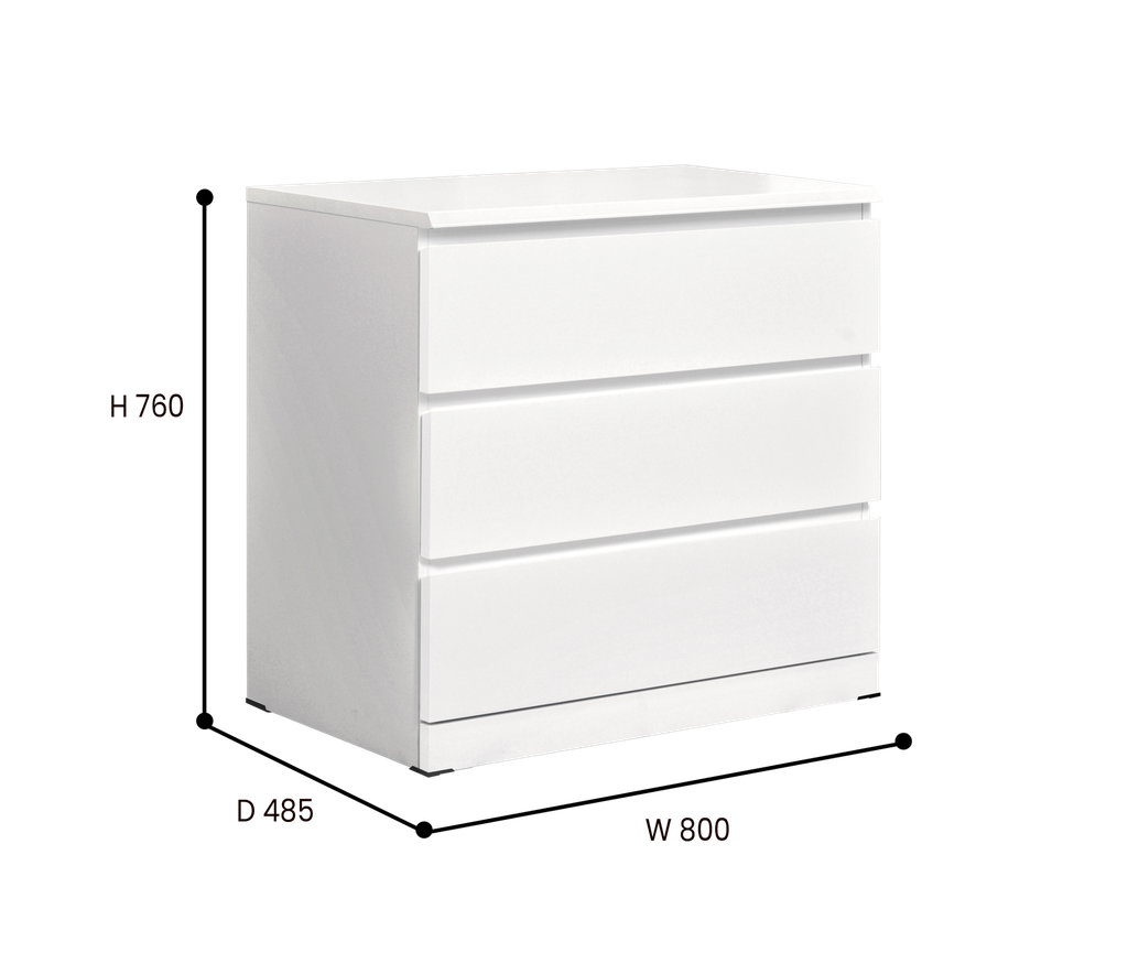 LILY 3 DRAWERS SNOOZE WHITE
