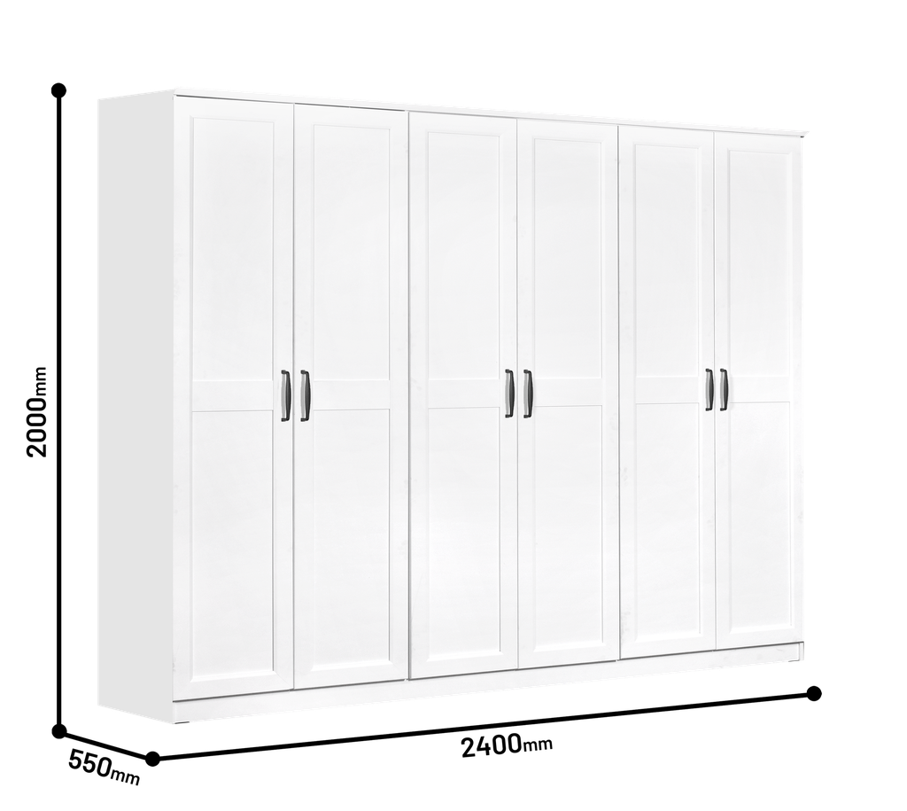 WARDROBE LAVENDER 6 DOORS WHITE