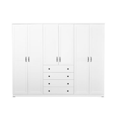 WARDROBE LAVENDER 7 DOORS 4 DRAWER WHITE