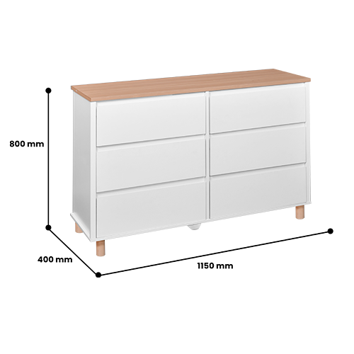 AKSEL CHEST 6 DRAWER WHITE