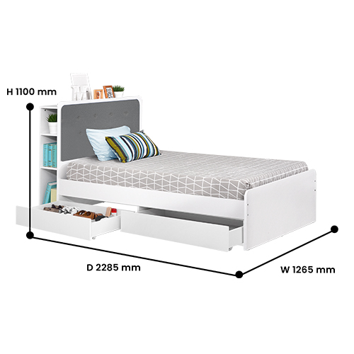 BED SINGLE ECLIPSE 120 x 200 WHITE
