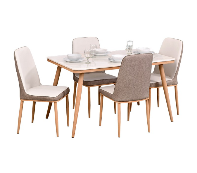 MARBLE WHITE DINING SET 1901-7-608 + 4 CHAIRS