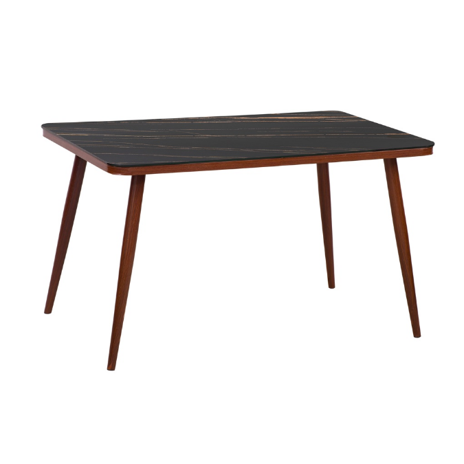 GLASS DINING TABLE 1901B MARBLE BLACK 130 X 80