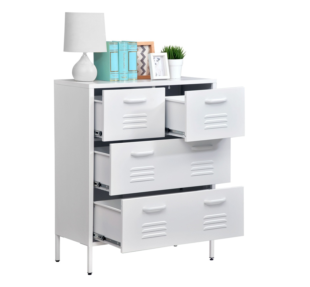 STEEL 4 DRAWER CABINET WHITE D4-2