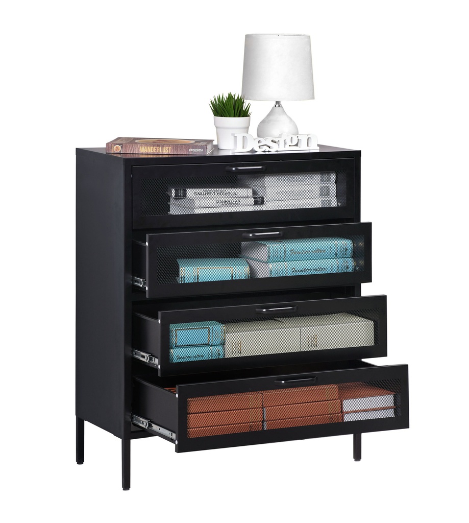 STEEL 4 DRAWER CABINET D4W6 BLACK