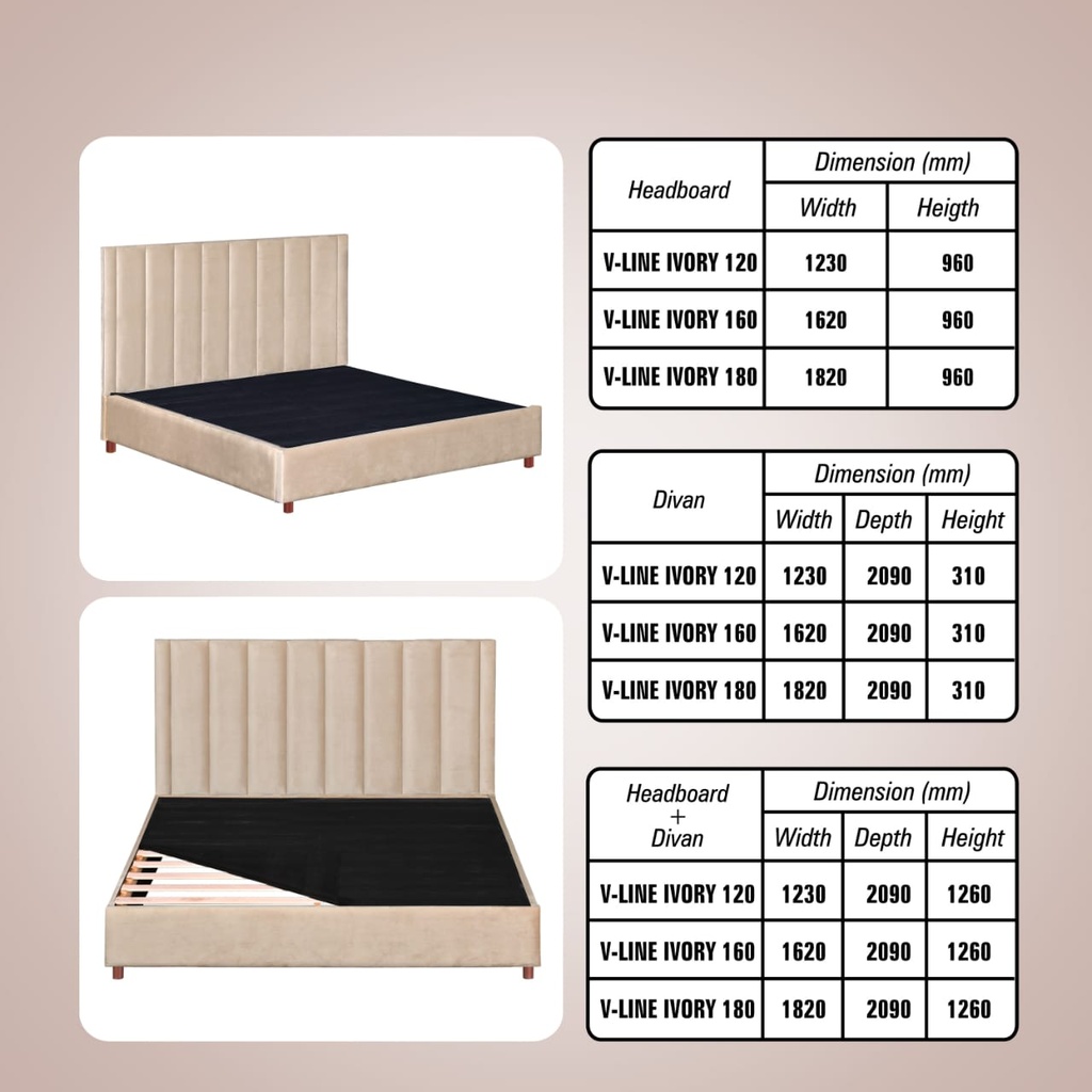 DIVAN 120 VLINE IVORY