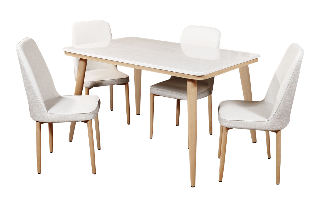 MARBLE DINING SET C17-753+ 4 CHAIRS BEIGE