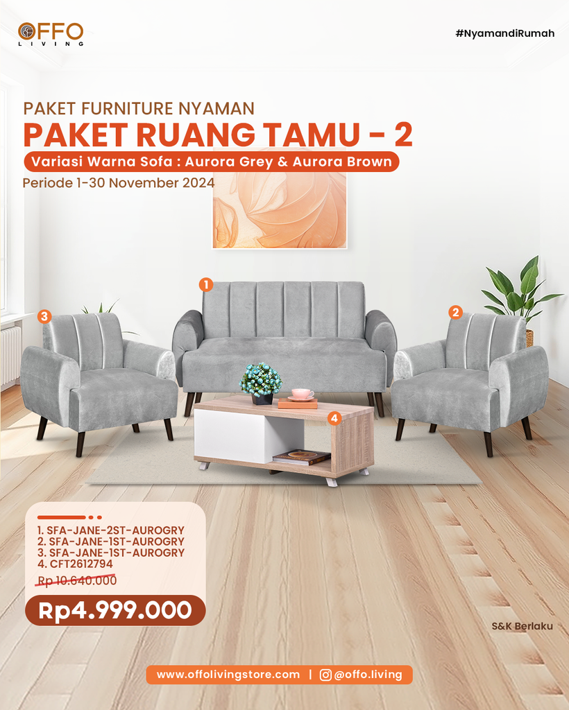 PAKET RUANG TAMU 2 A GREY REG 1&2