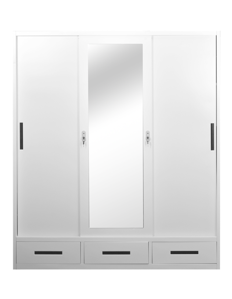 STEEL HBW 106 SLIDING WARDROBE 3 DOOR WHITE