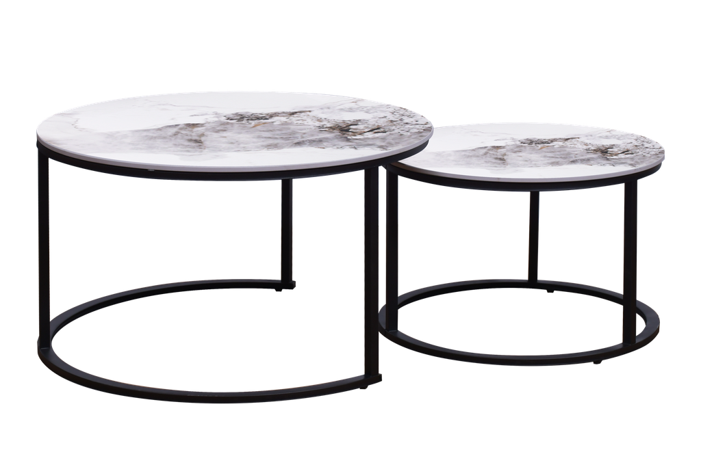 COFFEE TABLE 8060 DIA80+DIA60CM WHITE
