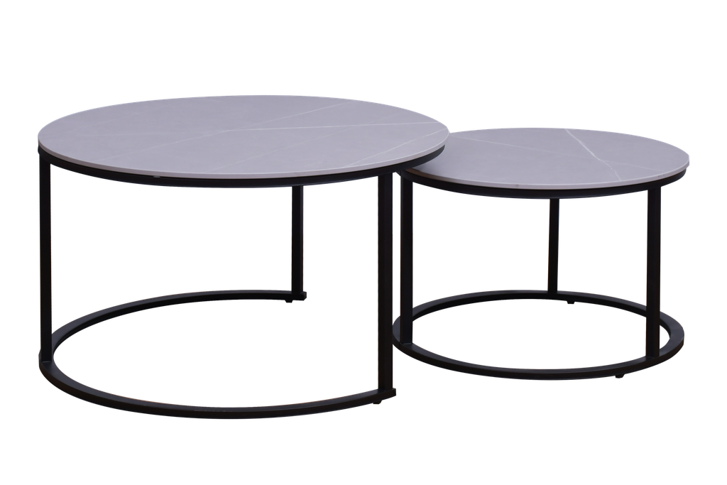 COFFEE TABLE 8060 DIA80+DIA60CM GREY