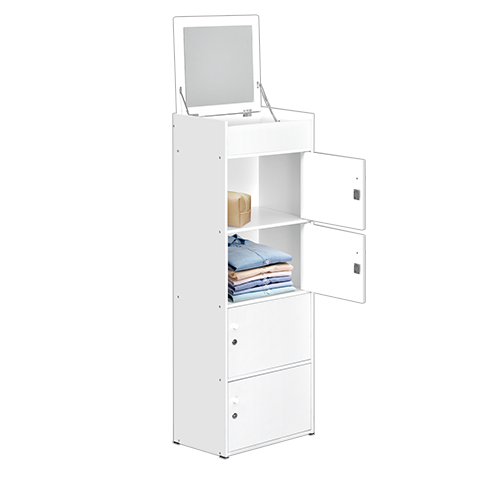 RAK SERBAGUNA 4 PINTU + MIRROR PUTIH