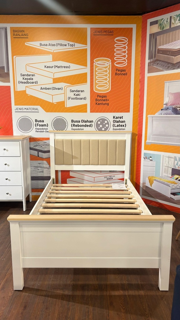 RANJANG TUNGGAL ALBA FULL PANEL UK 120 X 200 WHITE