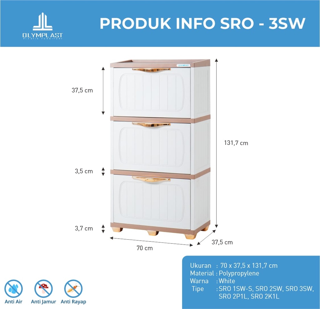 SHOE RACK 3SW WHITE