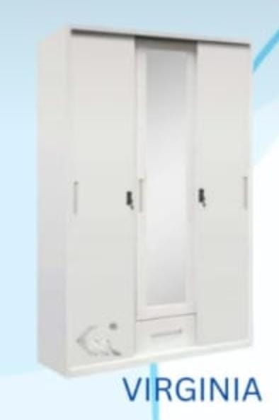 STEEL SLIDING WARDROBE 3 DOOR VIRGINIA WHITE