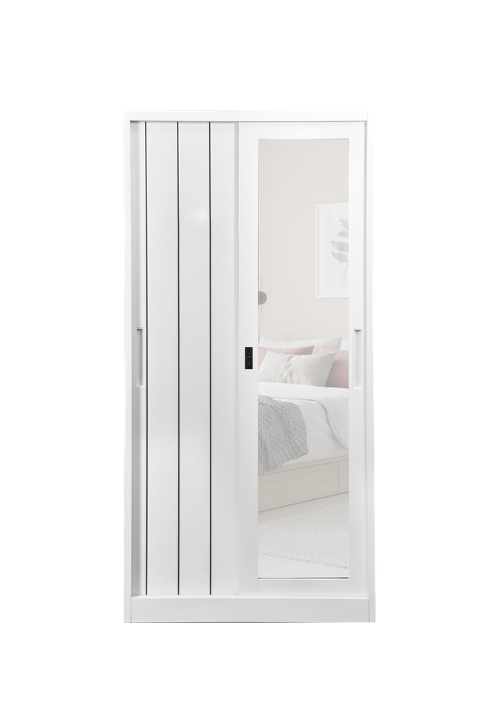 STEEL SLIDING WARDROBE 2 DOORS 90 SL DIXON WHITE