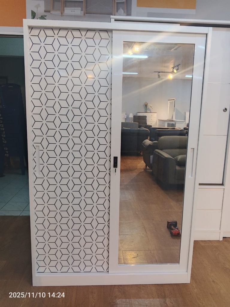 STEEL SLIDING WARDROBE 2 DOORS 120 SL VECTOR WHITE