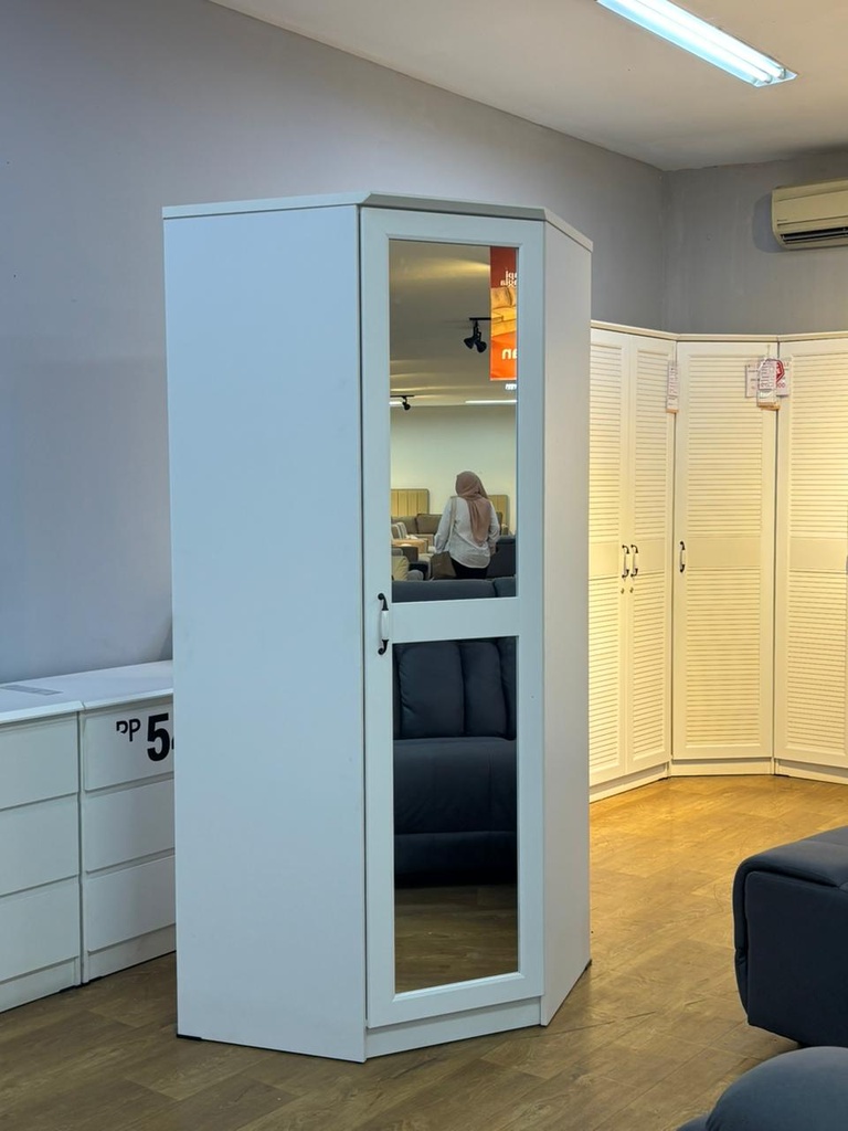 WARDROBE MAJESTIC CORNER CERMIN WHITE