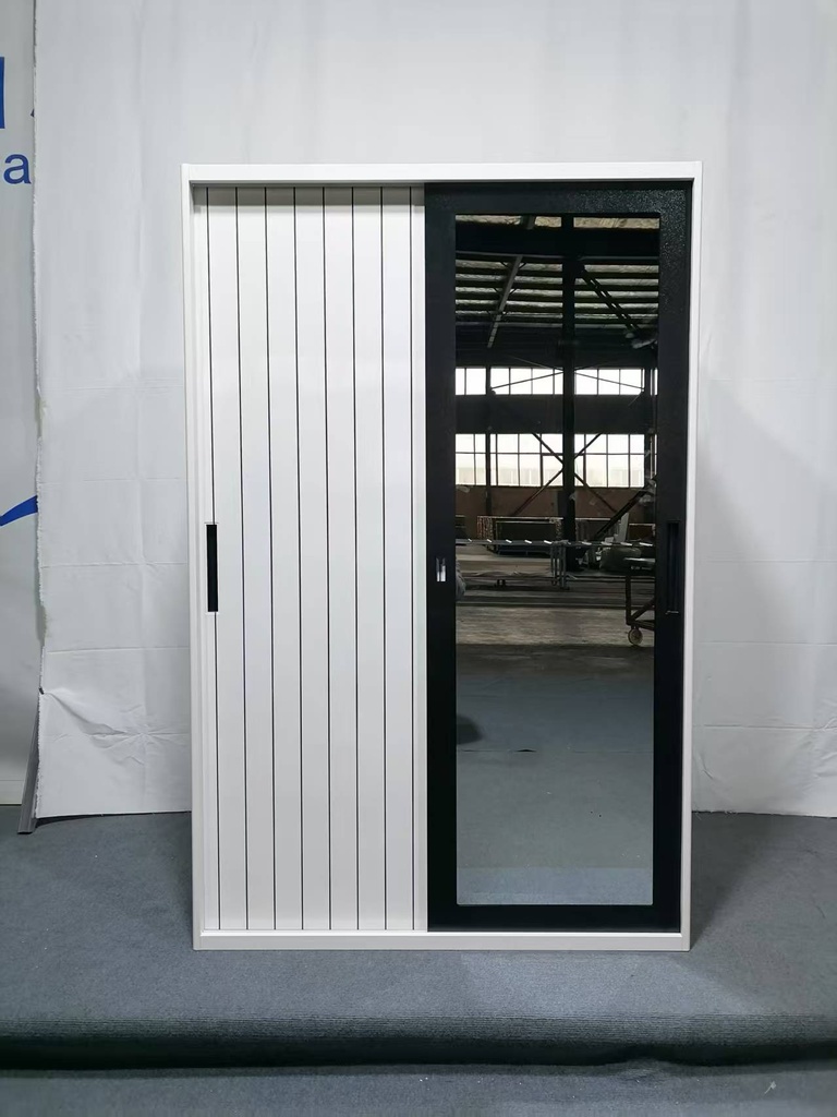 STEEL SLIDING WARDROBE 2 DOORS 90 SL DIXON WHITE FRAME BLACK