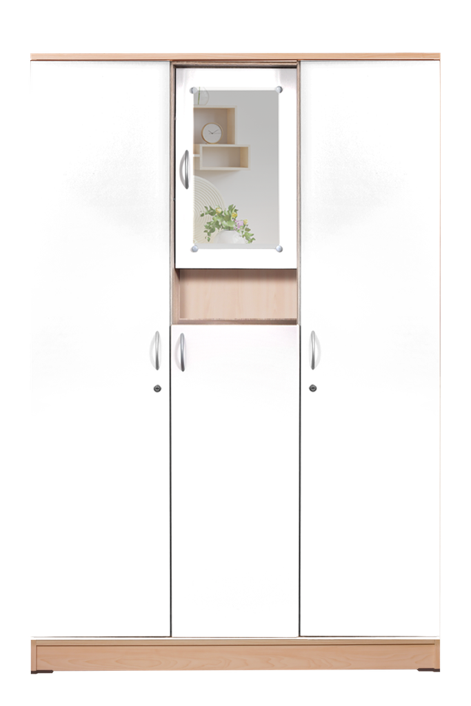 LEMARI PAKAIAN 3 PINTU WHITE BODY FABRIC