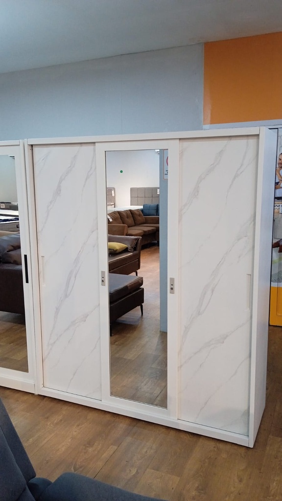 STEEL SLIDING WARDROBE 3 DOORS WD3DR L SL FM12 185 WHITE