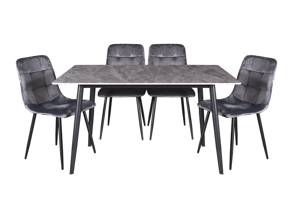 DINING SET KJT6070 4 SEATER MC47 140*80CM GREY