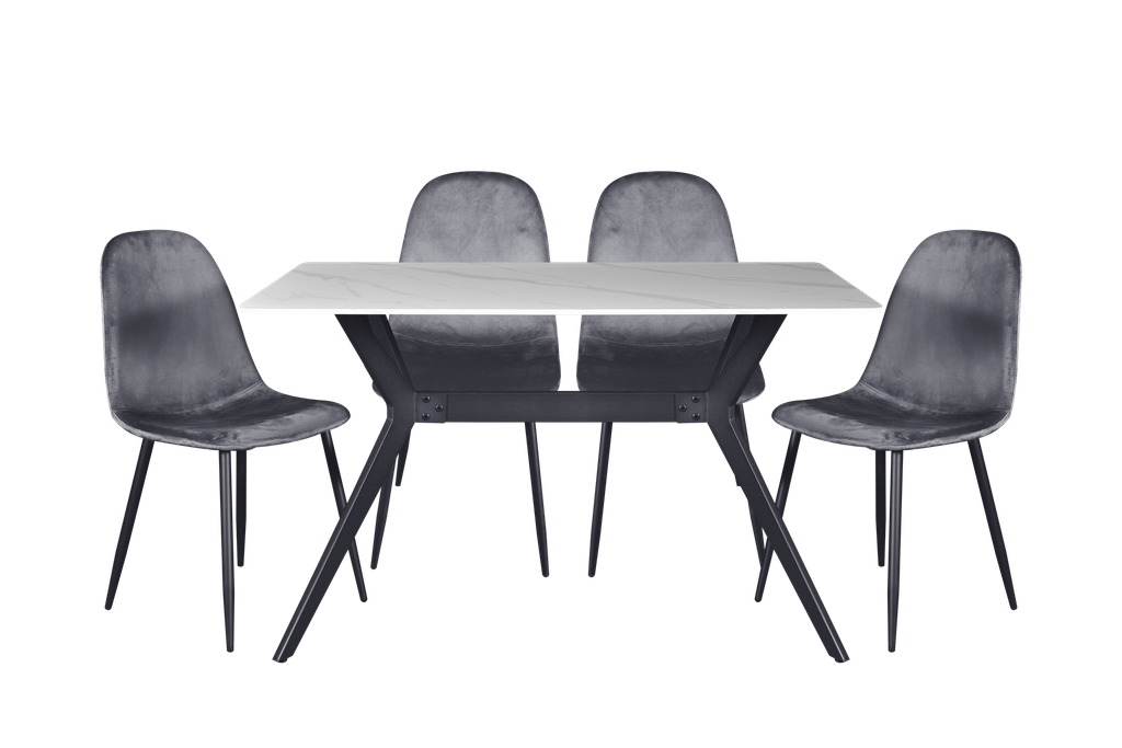 DINING SET KJT6069 4 SEATER J933 130*80CM WHITE