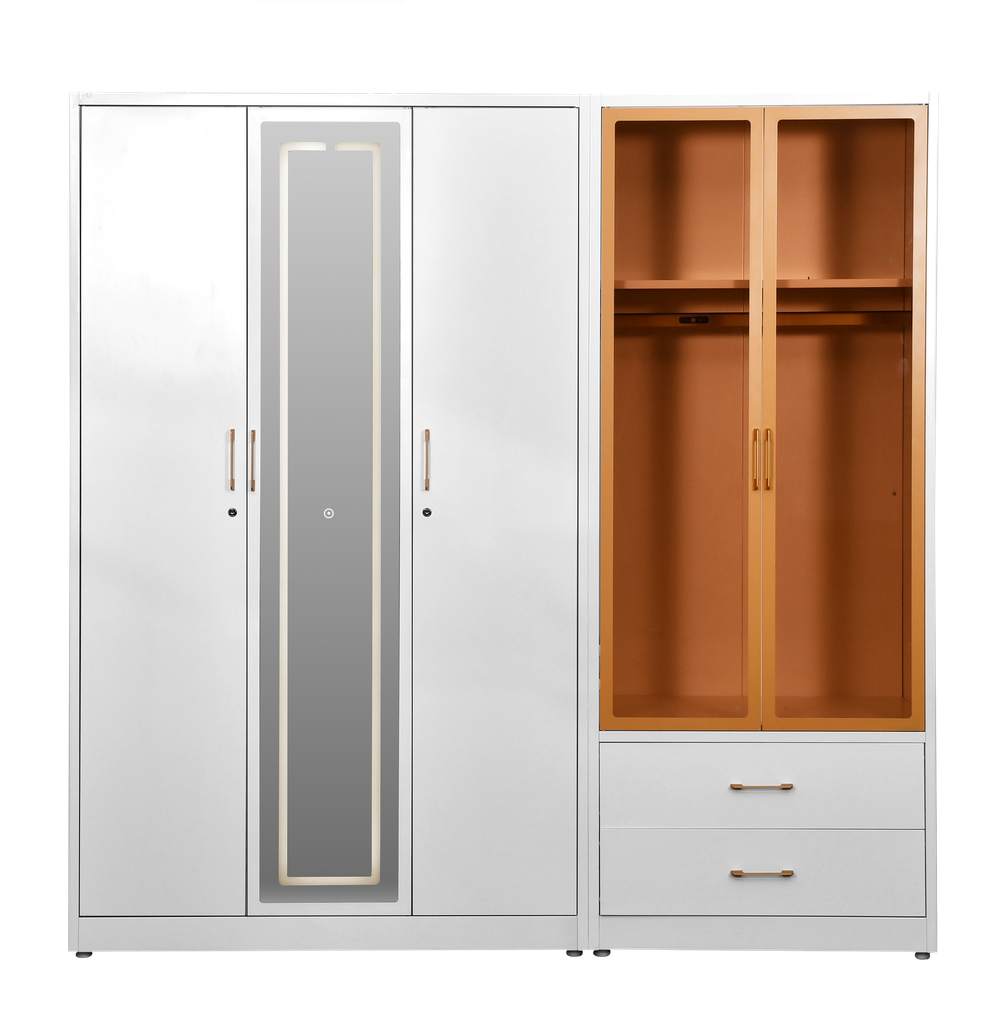STEEL XR SLIDING WARDROBE 5 DOOR WHITE