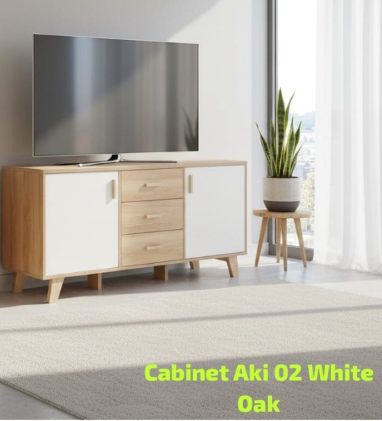 AUDIO VIDEO RACK AKI 02 WHITE OAK