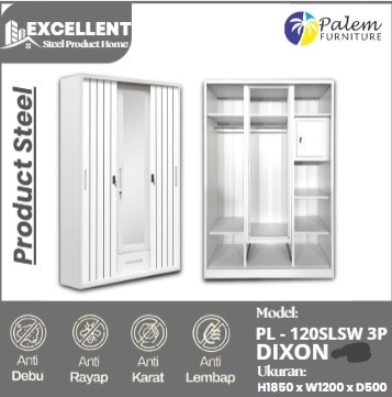 STEEL SLIDING WARDROBE 3 DOORS 120 XR DIXON WHITE