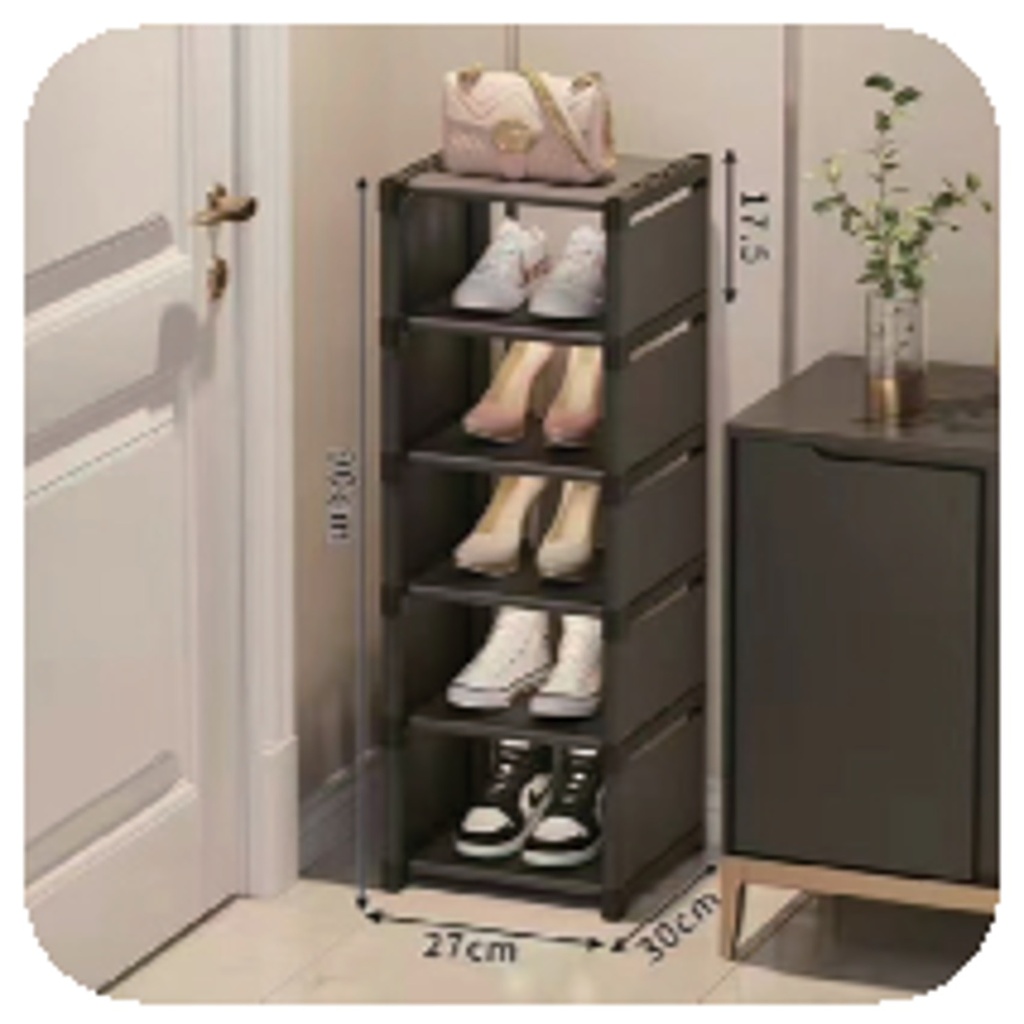 PLASTIC SHOE RACK KJG6218 6 LAYER BLACK
