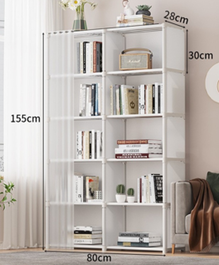 PLASTIC BOOK SHELF KJG6223 10 CUBE WHITE