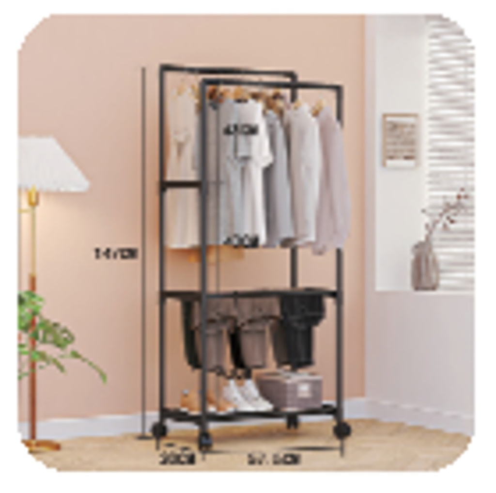 PLASTIC CLOTHING RACK KJG6227 WHEEL BLACK