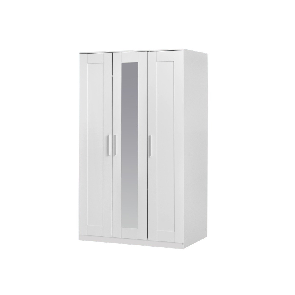 WARDROBE THREE DOORS WITH MIRROR WHITE
