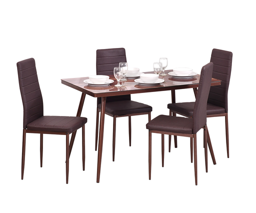 GLASS DINING TABLE 118-B BROWN (120X70) + 4 CHAIRS