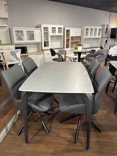 [I-DIN-GS03DC660-140-GRY] DINING SET GS03 + DC660# GREY 140*80