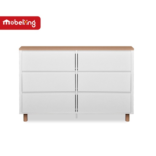 [L-LIV-CSDAKSEL-06D-WHT] AKSEL CHEST 6 DRAWER WHITE