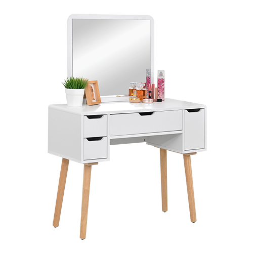[L-BED-MRSL01-STD-WHT] DRESSING TABLE 01 SOLID LEG WHITE