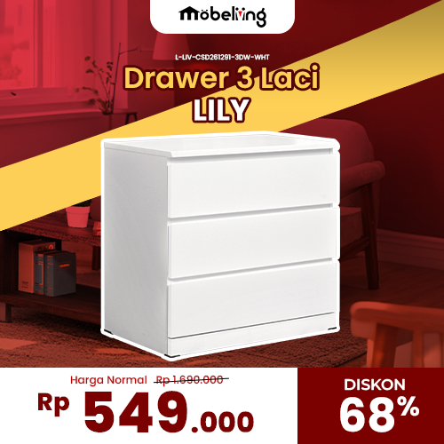 [L-LIV-CSD261291-3DW-WHT] LILY 3 DRAWERS SNOOZE WHITE