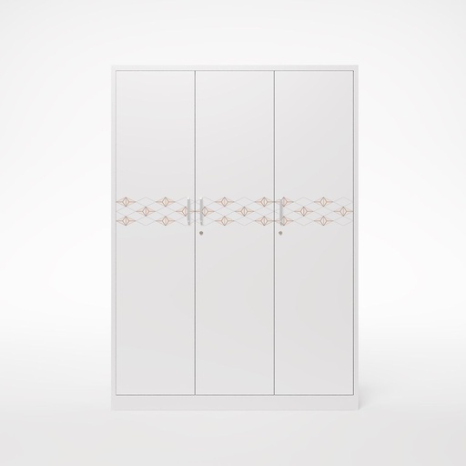 [I-BED-ST1250PRT-3DR-WHT] STEEL WARDROBE 3D 1250 WHITE PRINTED